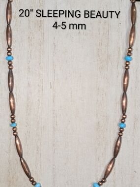 Sleeping Beauty Turquoise &  Copper Pearls Necklace